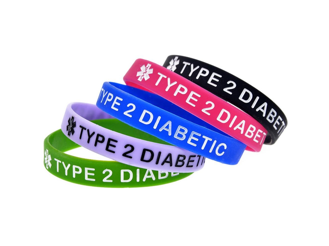 Rebe-5 Pulseiras De Silicone Para Diabéticos Tipo 2 - Lembrete Diário Suaves