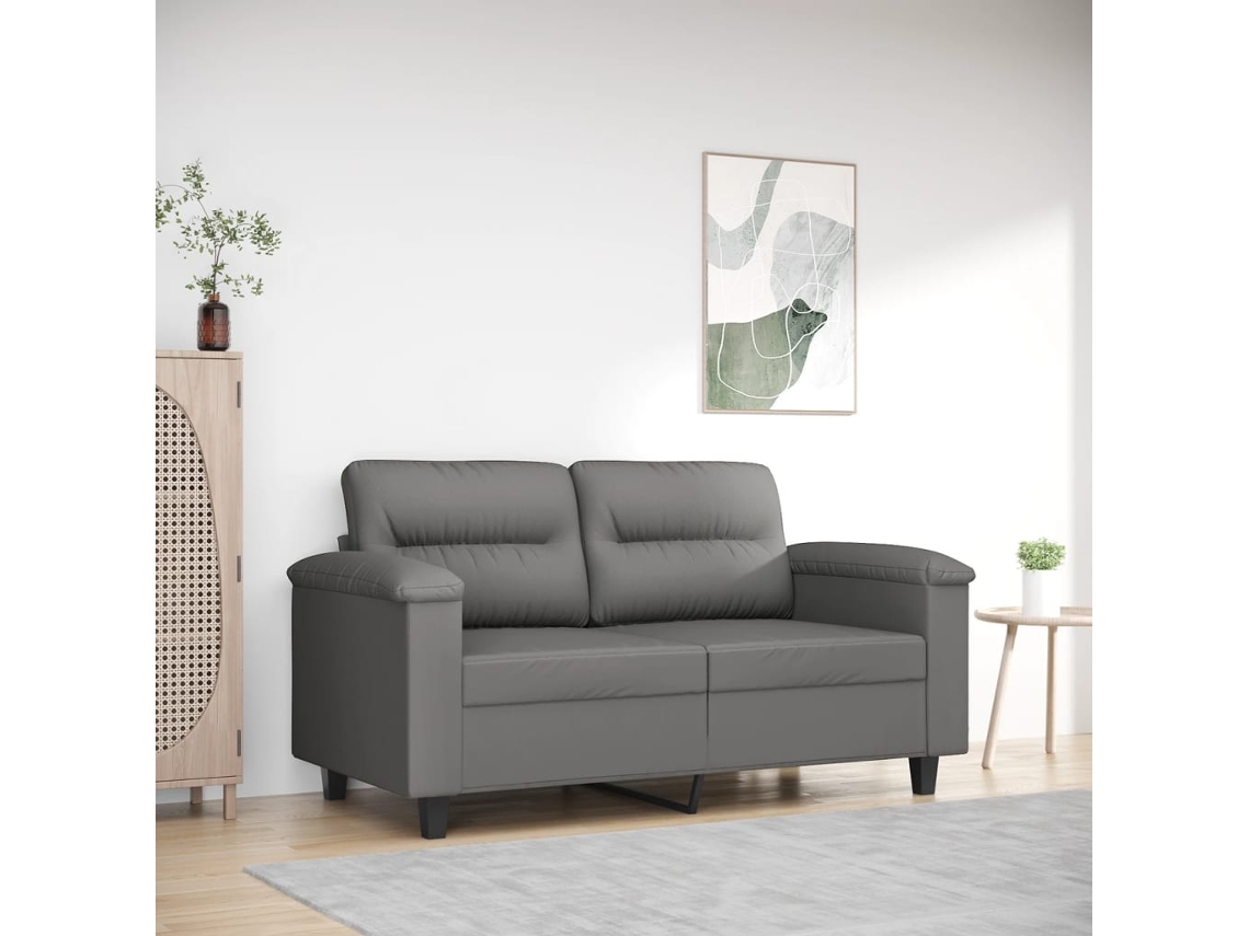 Sofá De 2 Lugares 120 Cm Tecido De Microfibra Cinzento Escuro Lovely Home