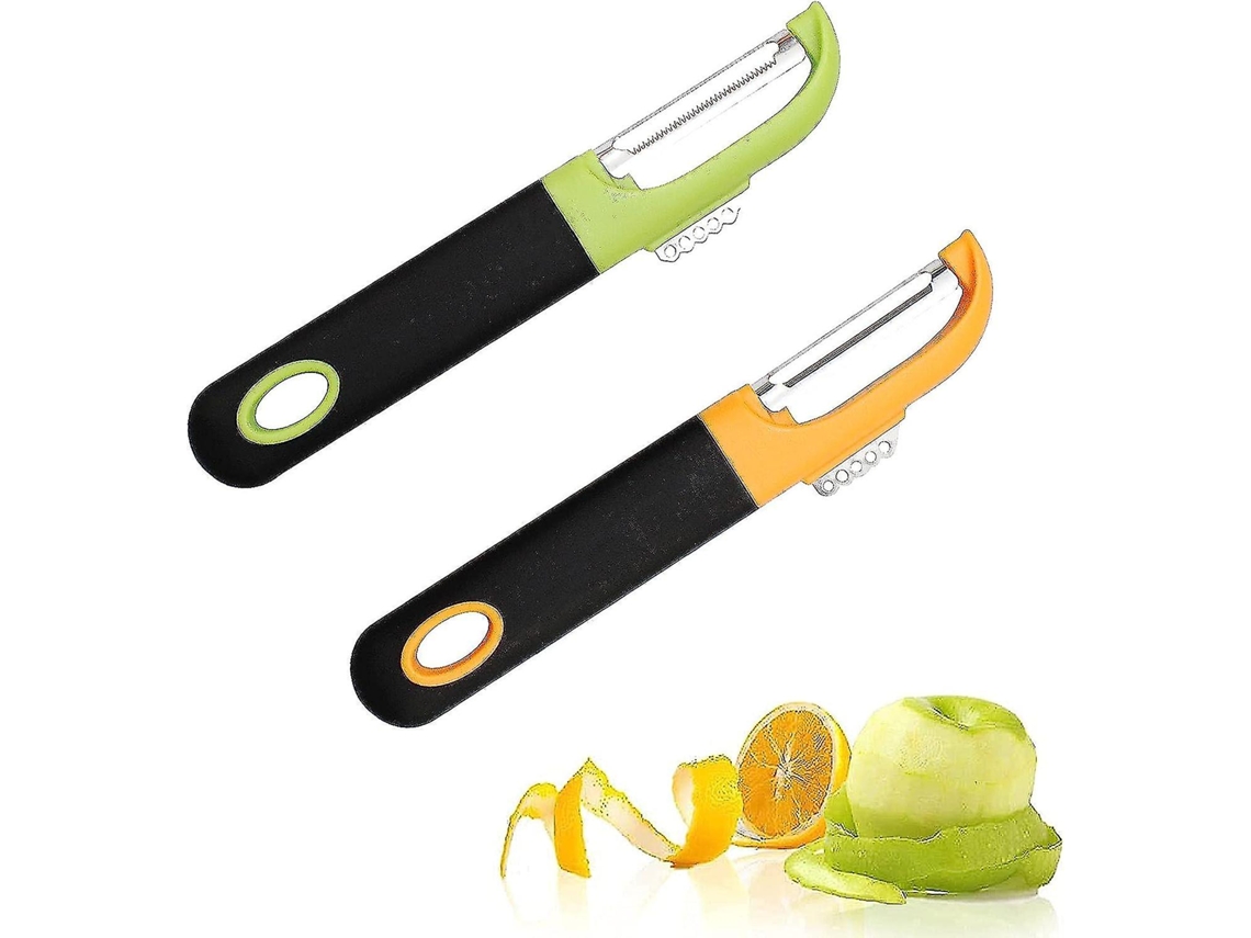 2 Peladores de Frutas e Verduras de Aço Inoxidável 304 com Lâmina Giratória para Pelar Batatas, Cenouras e Frutas de Pele Macia