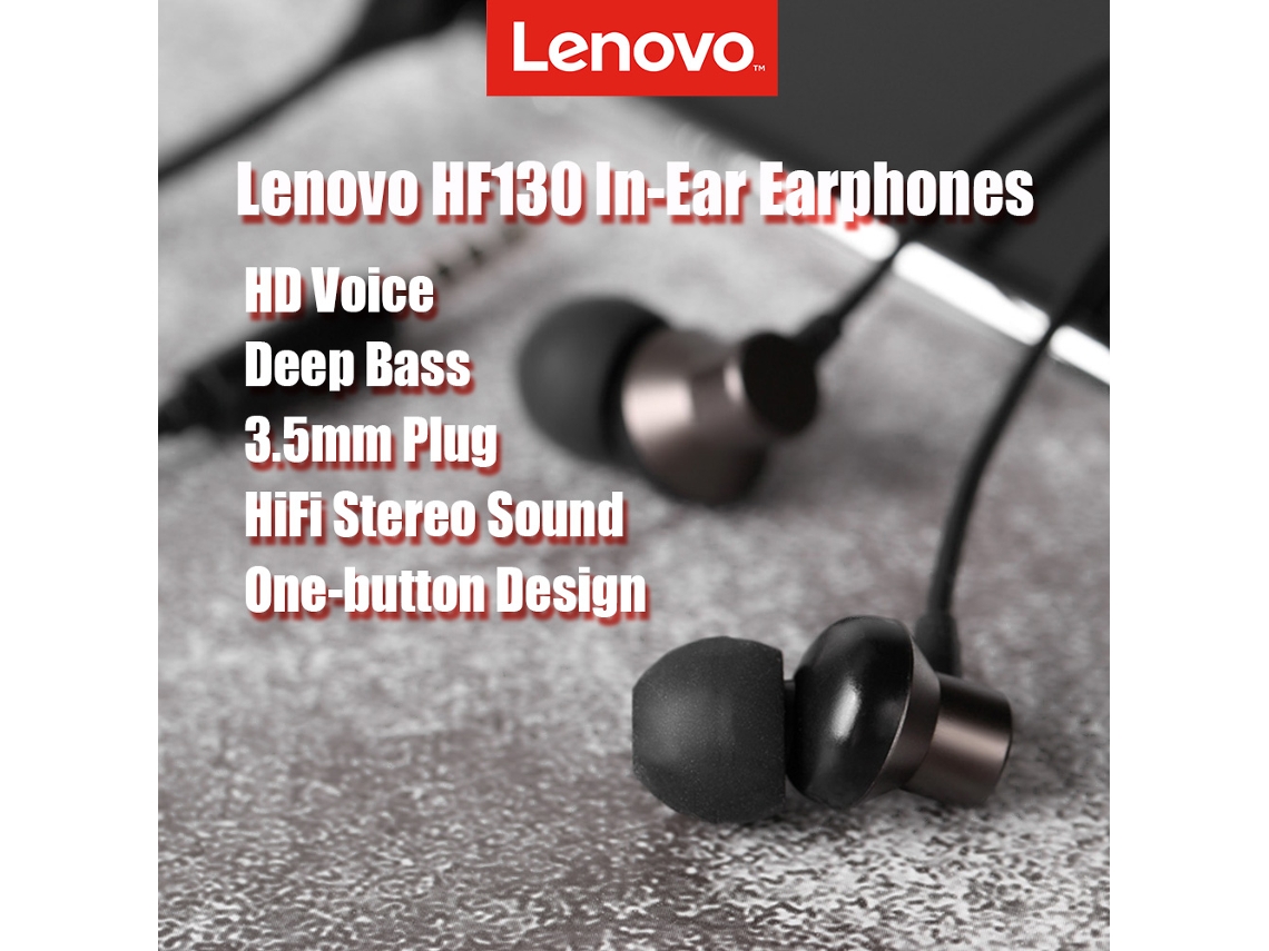 Fones De Ouvido Lenovo Hf130 Com Microfone 3.5mm