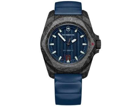 Relógio Homem Inox Gent Auto Carbon, Blue Dialrubber 41,00 Mm Bracelete De Cauchu Cor Da Bracelete Azul À Prova De Água 20 Bar Victorinox Swissarmy