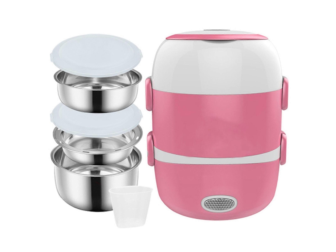 Panela De Arroz Elétrica Portátil Pinkmini Com 3 Camadas, Plugue Americano, Para Almoço, Aquecedor De Alimentos, Recipiente De Aço Inoxidável De 1/2/3