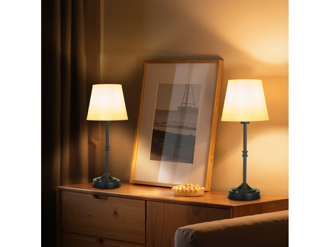 Lâmpada De Mesa Sem Fio 2 Peças Bateria Recarregável 16x40 Cm, Preto Vevor