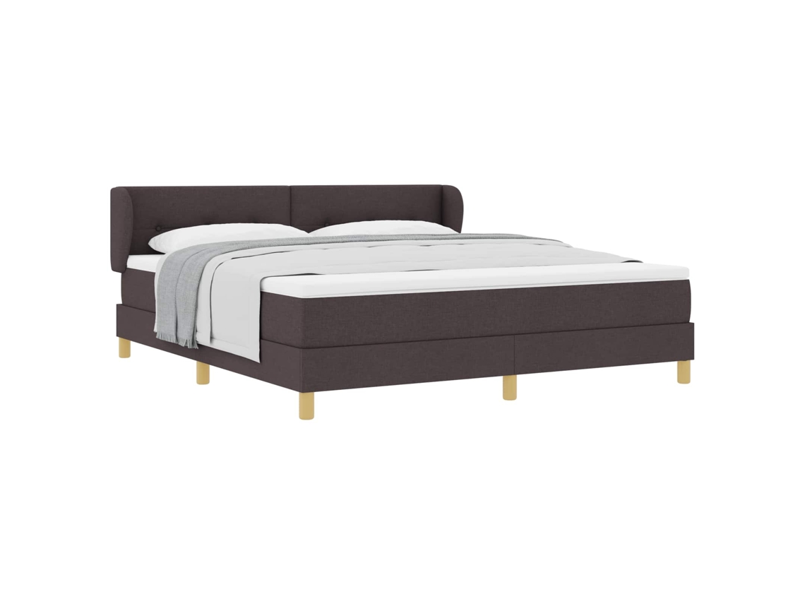 Cama Box com Colchão Marrom Escuro 180 X 200 Cm Tecido MAISON EXCLUSIVE