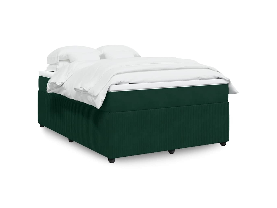 Vidaxl Cama com Molas/colchão 140x190 Cm Veludo Verde escuro