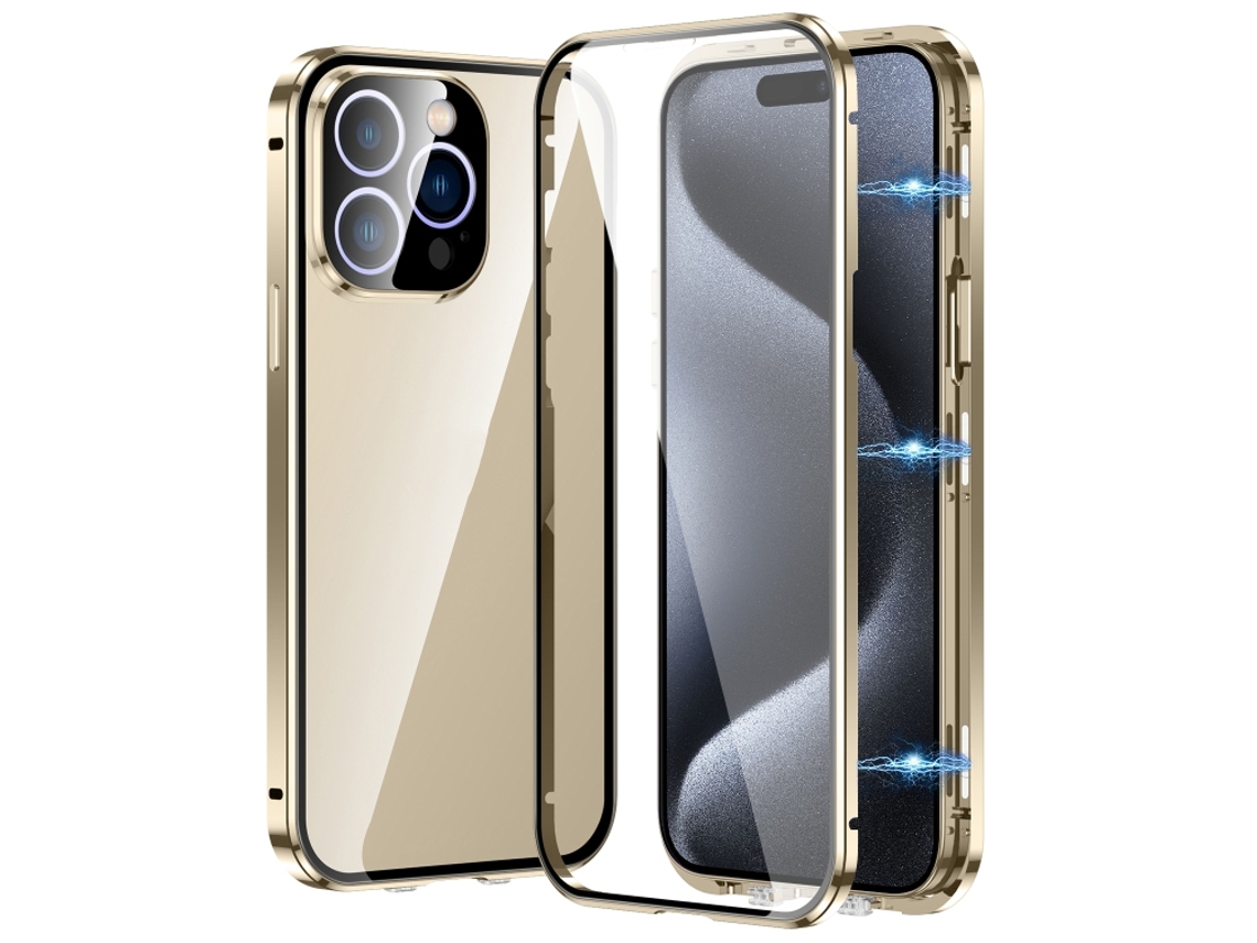 Capa De Vidro Temperado Hd Para Iphone 15 Pro - Fecho Magnético Duplo