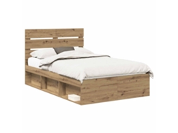 Estrutura da Cama com Cabeceira Carvalho Artesanal 120x190 cm MAISON EXCLUSIVE