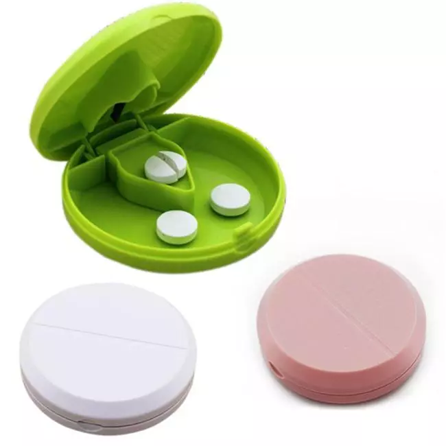 Conjunto De 3 Caixas Divisórias Para Medicamentos, Trituradores Comprimidos Redondos Com Lâminas Integradas, Mini Plástico Uso Ext Aquaforge