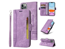Capa De Couro Com Fivela Dupla Lateral Para Iphone 11, Roxa