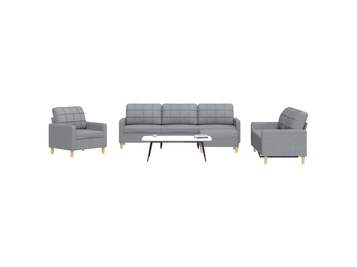 Vidaxl 4 Pcs Conjunto De Sofás Com Apoio De Pés Tecido Cinzento-claro