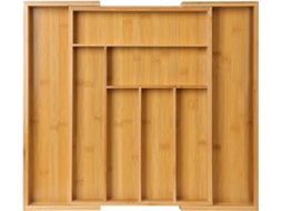 Organizador retrátil de talheres de bambu Slowmoose, bandeja ajustável e divisória de gavetas de madeira natural.