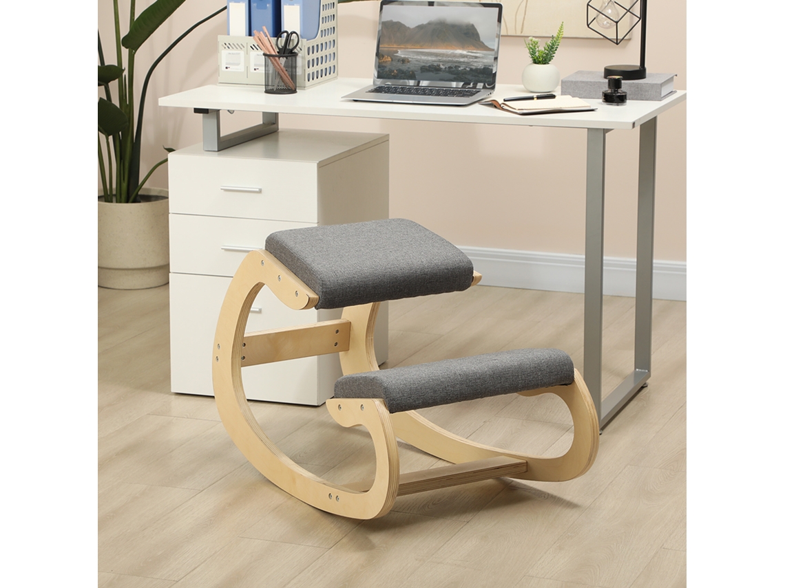Ergonomic Rocking Knee Stool For Home Office To Improve Posture Gray