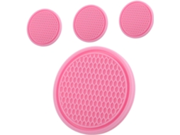 Conjunto De 4 Tapetes Decorativos Antiderrapantes Em Pvc Para Porta-copos De Carro.