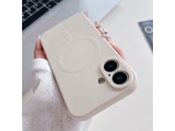 Capa Magsafe Para Iphone 16 Plus - Silicone Líquido Com Cor Sólida | Magnética - Branco Antigo