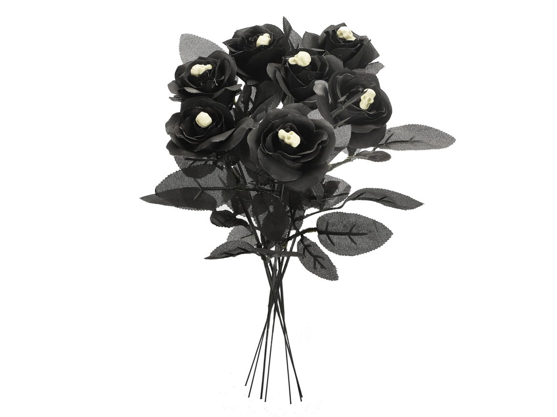 Rosas Artificiais (compradas em pacotes de 12, com tema de Halloween e caveiras) Eoocoo