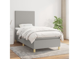 Vidaxl Cama Com Molas/colchão 100x200 Cm Tecido Cinzento-claro