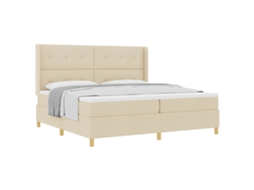 Maison Exclusive - Cama Box Com Cabeceira Creme 200 X 200 Cm Tecido