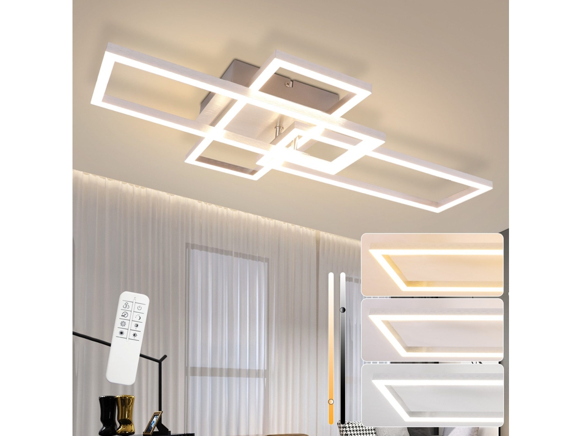 ZMH Luminária de teto LED preta de 3 molduras, 102 cm, moderna, regulável, para sala de estar e quarto