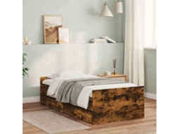 Vidaxl Estrutura De Cama Com Gavetas 90x200 Cm Carvalho Fumado