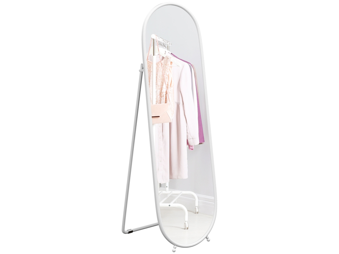 Espelho de Pé Metal e Vidro Cor Branco 40x4x160 cm Homcom