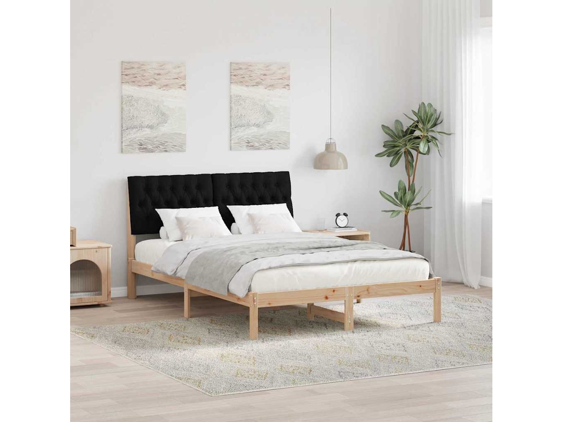 Vidaxl Estrutura De Cama Com Cabeceira Estofada Castanho 160 X 200 Cm