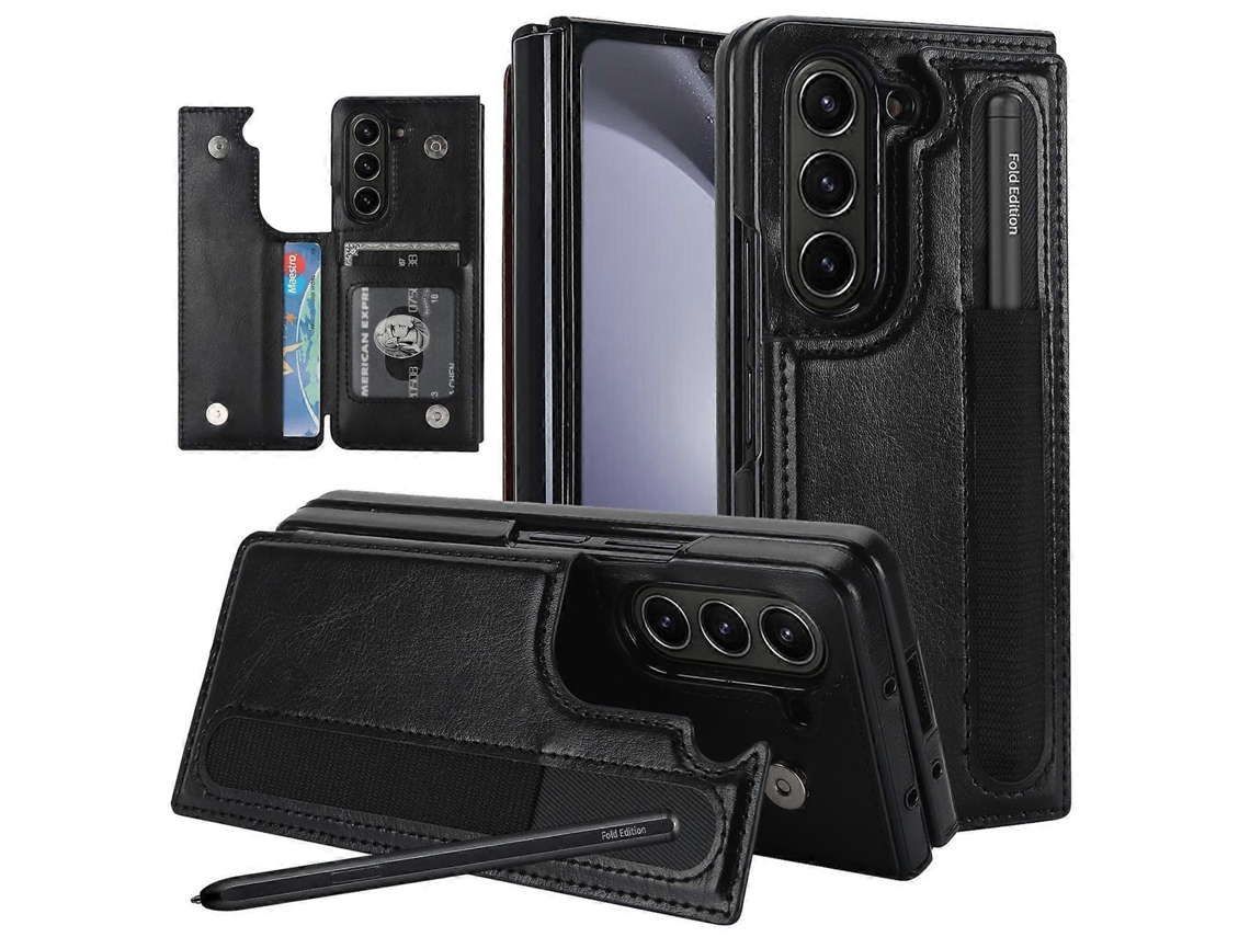Capa De Celular Dobrável Com Cobertura Total, Fecho Duplo E Em Pu Com Compartimentos Para Caneta Para Samsung Galaxy Z Fold7