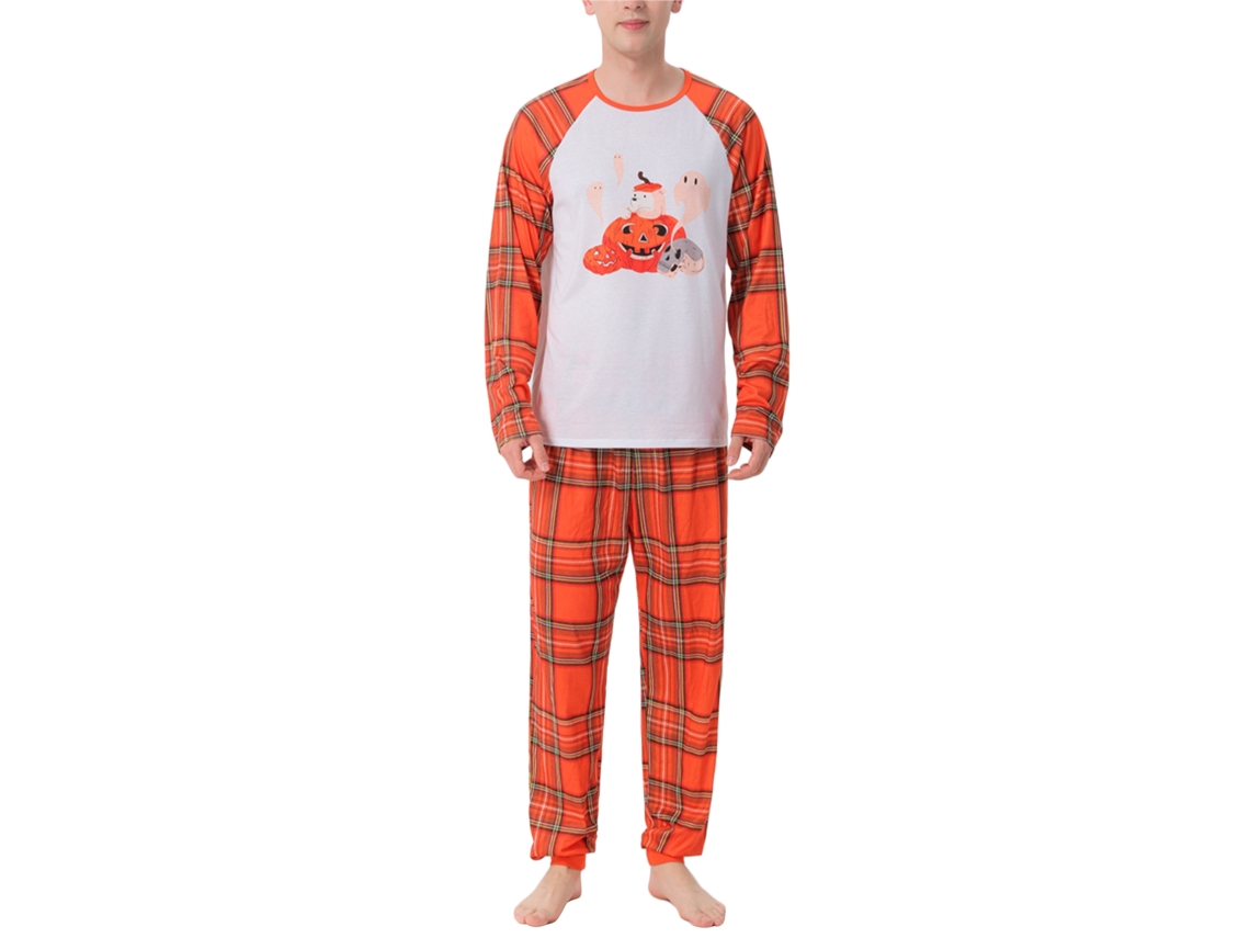 Pijama Halloween Em Família Laxiscreed Com Estampa De Abóbora Laranja, Confortável Para Mulheres