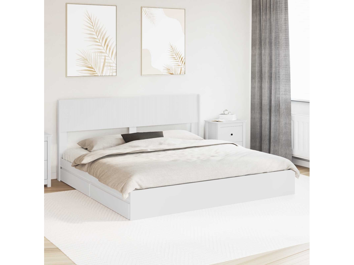 Vidaxl Estrutura De Cama Com Armazenamento E Cabeceira Branco