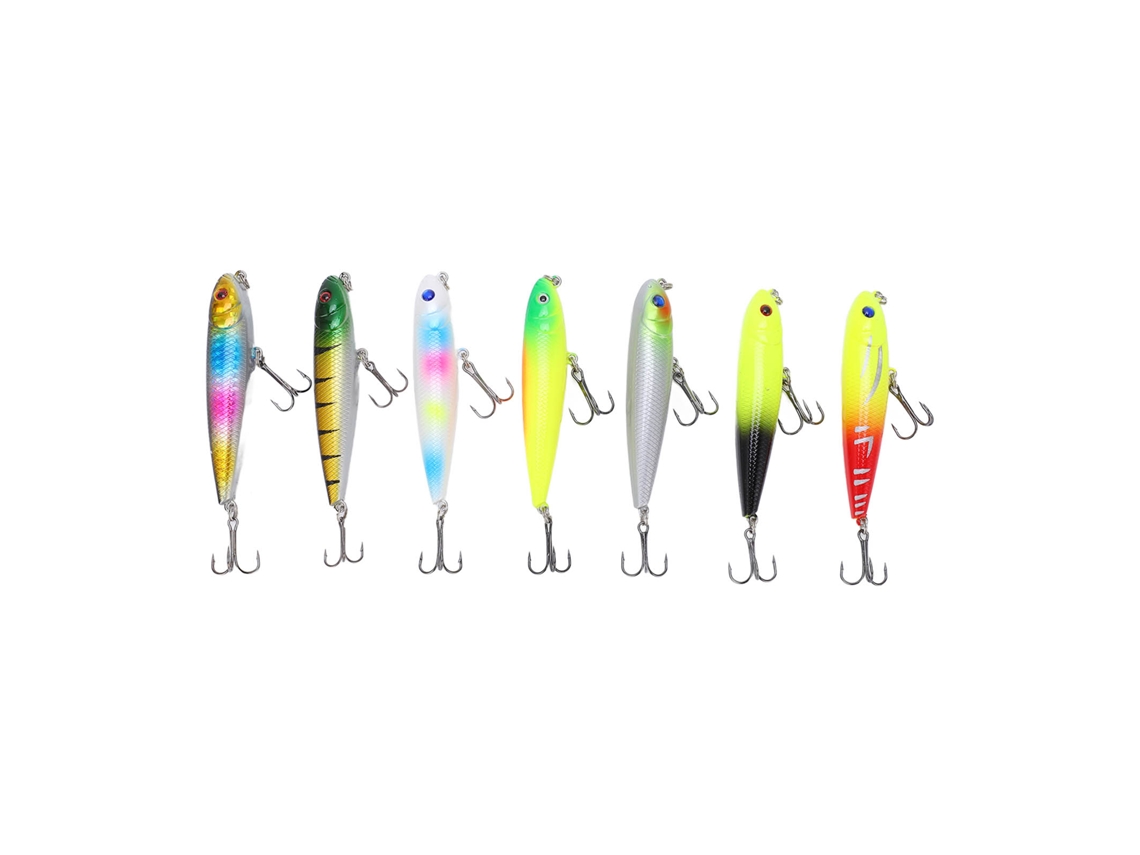 Conjunto Isca Minnow 7pcs Olhos 3d Resistente À Corrosão