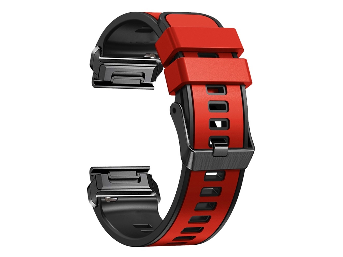 Bracelete Silicone Liberação Rápida Duas Cores para Garmin Descent G1/Instinct 2 Vermelho/Preto