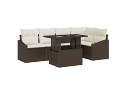Conjunto 6 De Sofá De Jardim  Vidaxl Castanho, Vime
