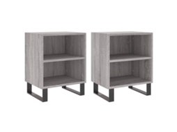 Mesas Cabeceira Conjunto de 2 Derivados Madeira Cinza Sonoma MAISON EXCLUSIVE (40x30x50 cm)