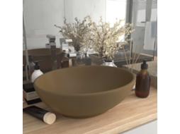 Vidaxl Lavatório Luxuoso Formato Oval 40x33 Cm Cerâmica Creme Mate