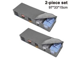 Conjunto De 2 Sacos Organizadores Dobráveis Para Armário Debaixo Da Cama, Altamente Resistentes, Roupas, Cobertores, Cinza