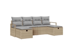 Maison Exclusive - Conjunto De Sofás Com Almofada 6 Pcs Bege E Cinza Claro Vime Pe