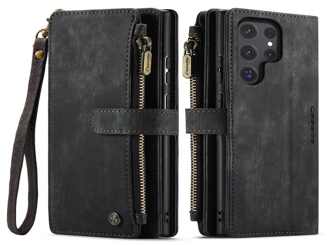 Lurelia Estojo Flip Iphone 14 Cordão Magnética Suporte Porta-cartões Couro Pu Tpu Preto Slim