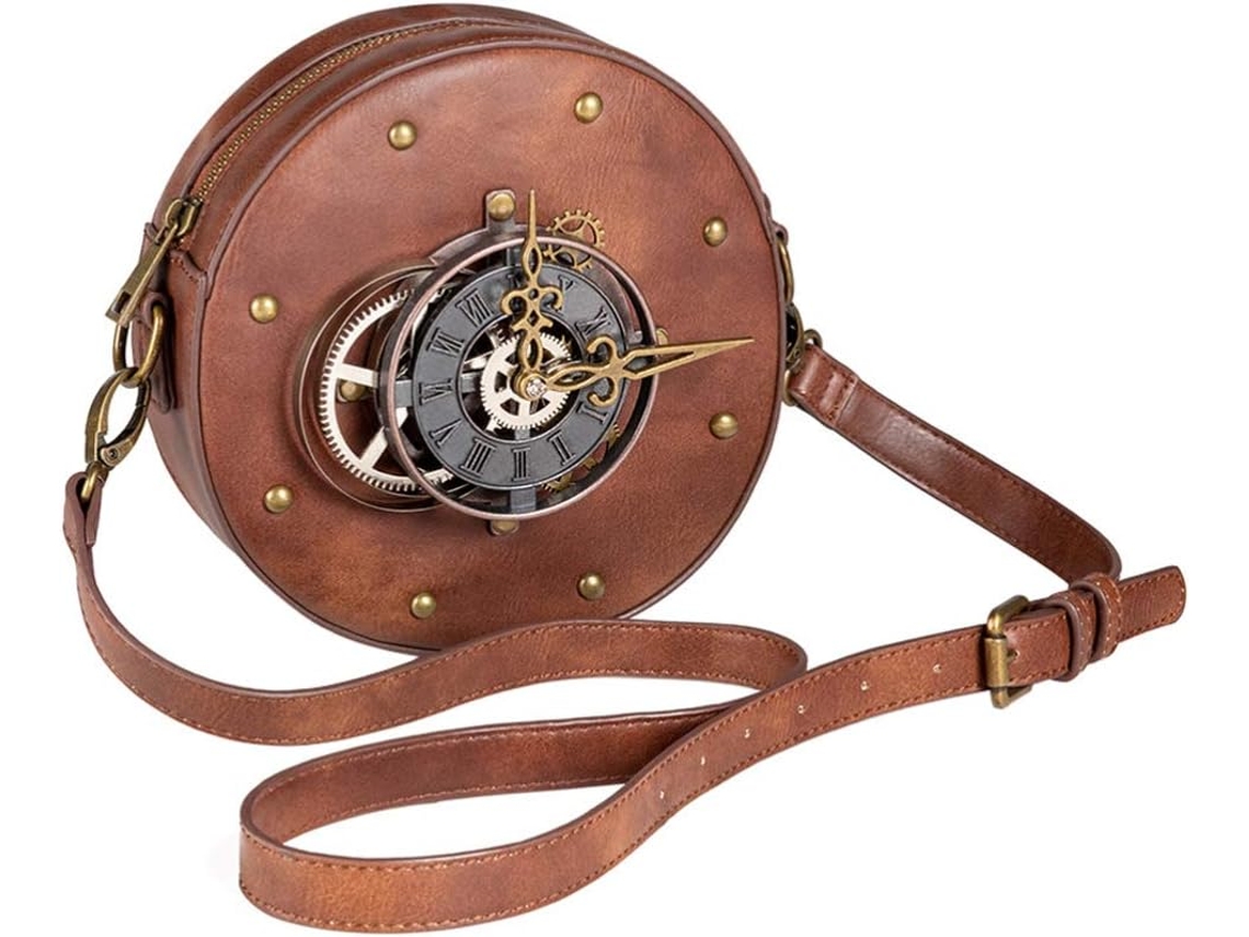 Bolsa De Ombro Redonda Estilo Steampunk, Bolsa De Ombro Gótica, Carteira Circular Punk Rock Para