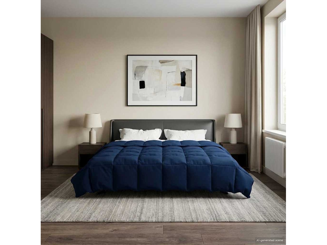 Vidaxl Edredom De Verão Simples 200 X 240 Cm Verão Azul Escuro