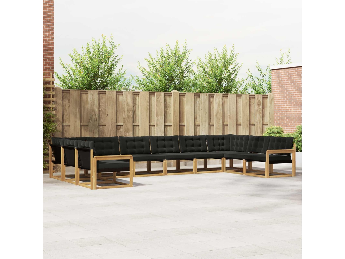 Vidaxl Conjunto De Sofás Para Exterior 10 Unid. Branco E Preto
