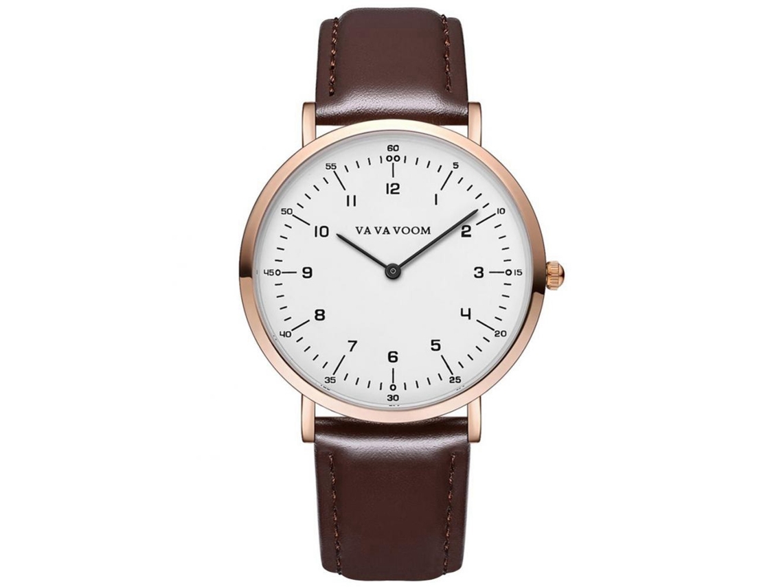 Reloj Pulsera De Cuarzo Con Correa De Cuero Pu Moda Hombres Resistente Al Agua (oro Rosa Marrón)