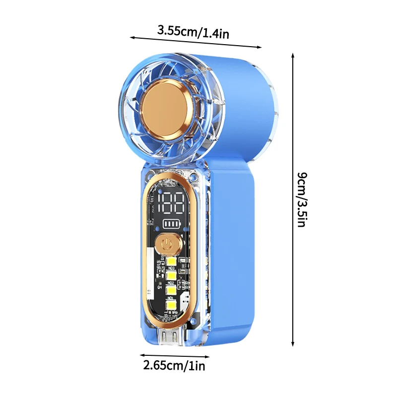 Ventilador Portátil Recarregável MDUG com Visor Digital Led, Resfriamento e Design Compacto (azul)