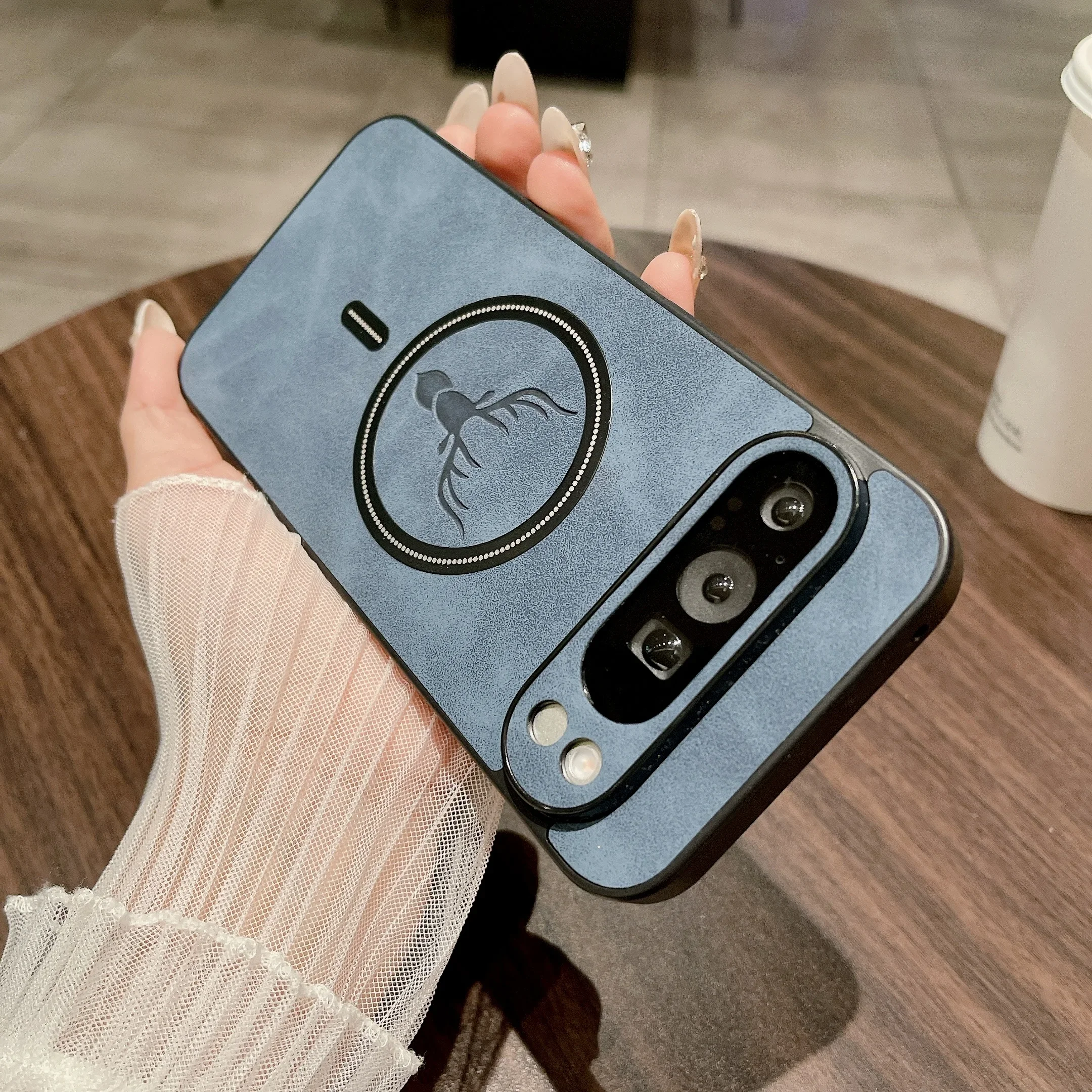(azul, Google Pixel 10 Pro) Capa Fosca Com Textura De Couro, Resistente A Marcas De Dedo, Carregamento Sem Fio Magnético