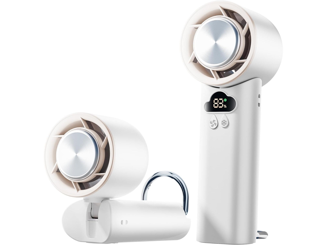 Mini Ventilador MDUG portátil, de mão, com bateria de 4000 mAh, durável e dobrável (branco)
