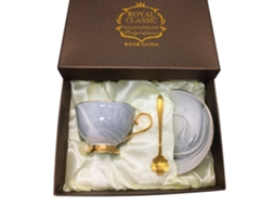 Conjunto de Chávena e Pires 210Ml Chávena de Café Expresso em Mármore Porcelana com Detalhes em Dourado. RNEMITERY