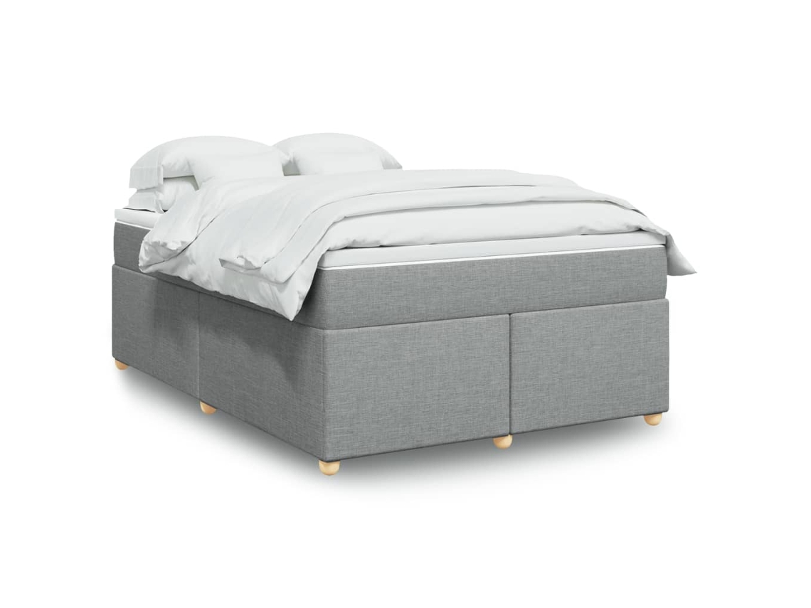 Vidaxl Cama Com Molas/colchão 160x200 Cm Tecido Cinzento-claro