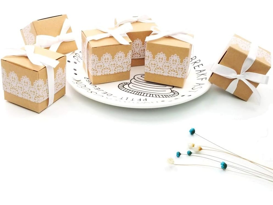 50 Caixas De Presente Em Papel Kraft Com Renda Para Presentes, Doces, Zqkla Aquaforge