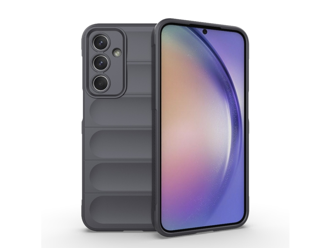 Capa Halinuia Para Samsung Galaxy M35 Magic Shield Tpu Flanela Cinzento Escuro (proteção Integral, Interior Em Flanela)