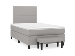 Vidaxl Cama Boxspring Com Colchão 120x190 Cm Tecido Cinzento-claro