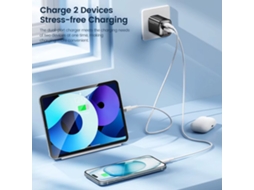 Gan Tech Carregador De Parede Toocki Tct33-22eu De 33 W Com 2 Portas Usb Pd (usb-a Usb-c), Carregamento Rápido Pd3.0 Qc3.0, Visor Digital