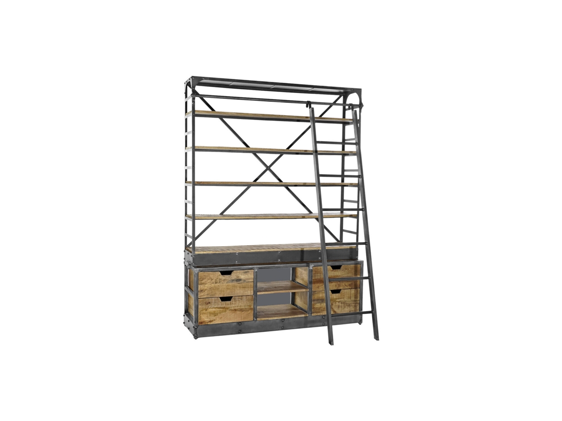 Prateleira em Forma de Escada de Madeira Reciclada ALEXANDRA HOUSE LIVING (164x47x226cm)